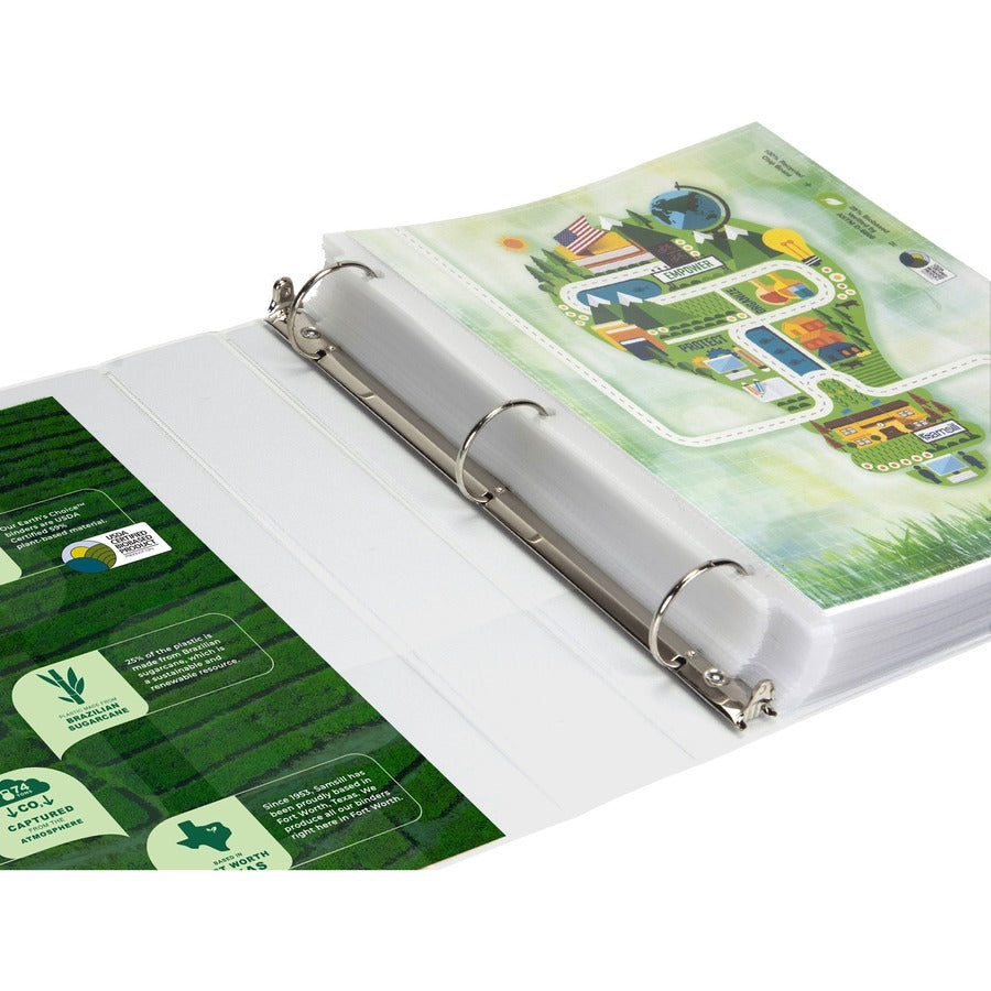 Samsill Plant-Based 1.5 Inch View Binder, 3 Ring Binder, Round Ring, Customizable, White, 4 Pack (I08957) I08957
