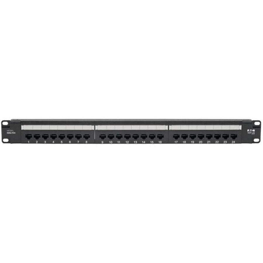 Eaton Tripp Lite Series Cat5e 24-Port Patch Panel - PoE+ Compliant, 110/Krone, 568A/B, RJ45 Ethernet, 1U Rack-Mount, TAA N052-P24