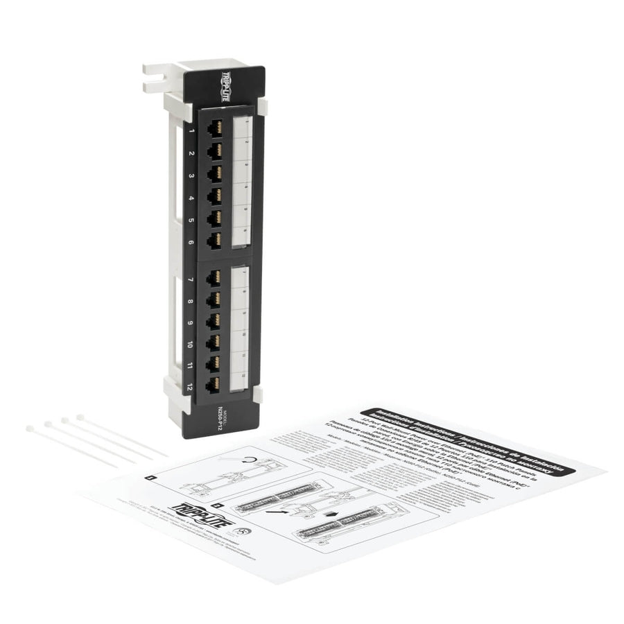 Tripp Lite by Eaton Cat6 Wall-Mount 12-Port Patch Panel - PoE+ Compliant, 110/Krone, 568A/B, RJ45 Ethernet, TAA N250-P12