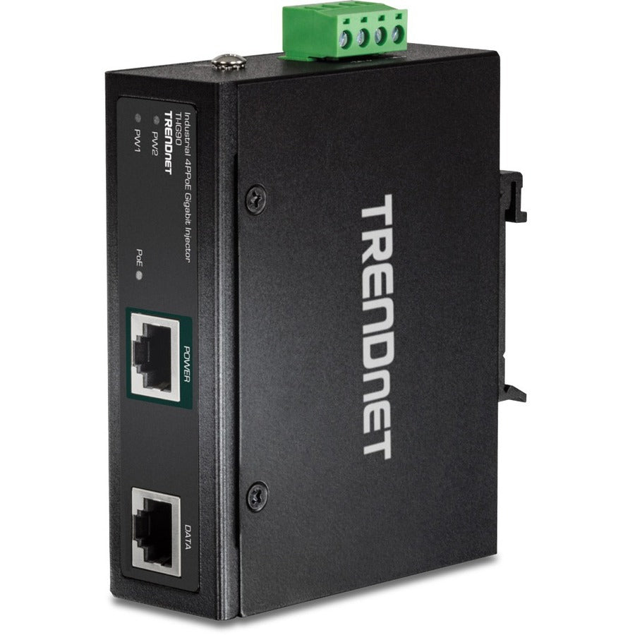 TRENDnet Hardened Industrial 90W Gigabit 4Ppoe Injector,4-Pair Power Over Ethernet, Poe(15.4W), Poe+(30W), 4Ppoe(90W)Power, IP30, DIN-Rail/Wall Mount Included, 4-Pair Poe Up to 100M (328 ft.),TI-IG90 TI-IG90