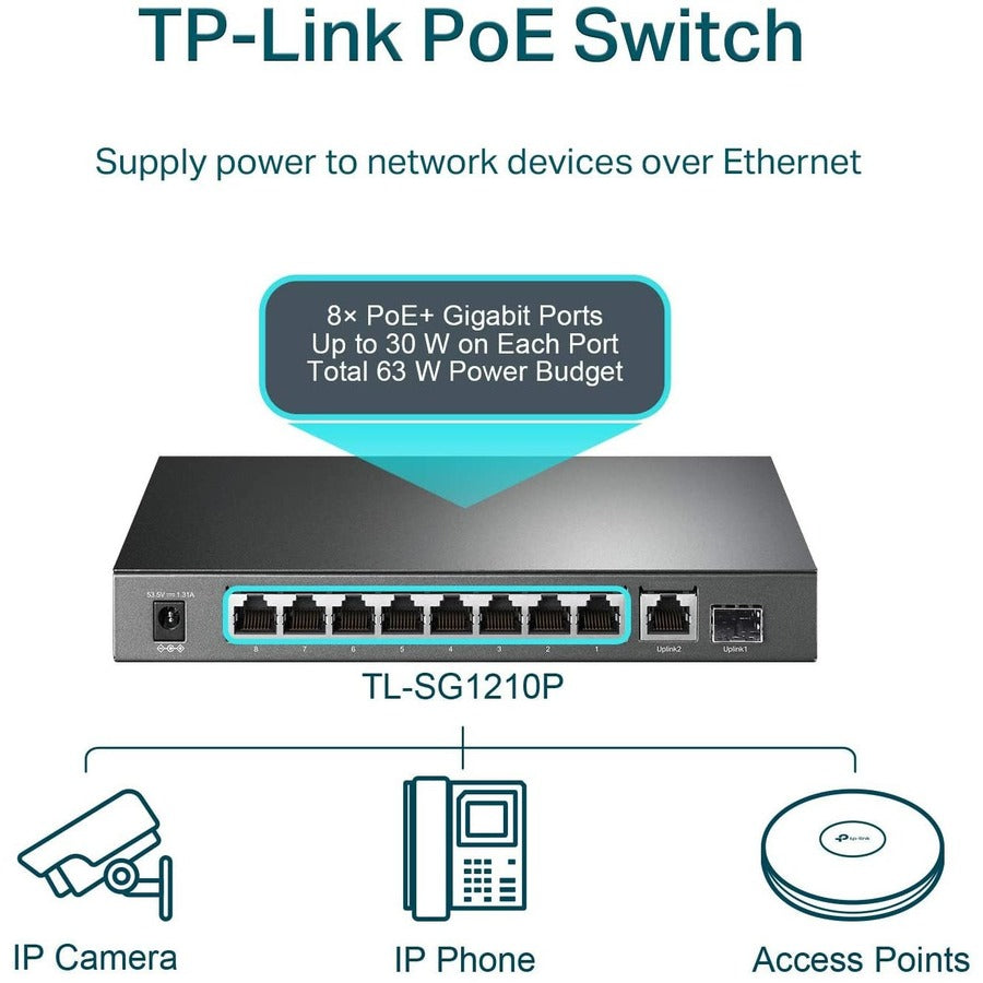 TP-Link TL-SG1210P - 8-Port Gigabit PoE Switch TL-SG1210P