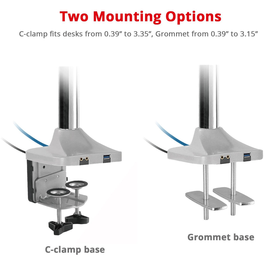 SIIG Dual Monitor Gas Spring Desk Mount with USB Port - 17" to 32" CE-MT2X11-S1