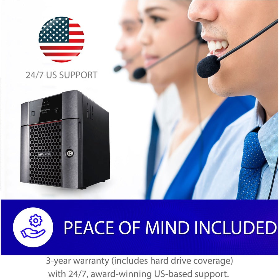 BUFFALO TeraStation 3420 4-Bay SMB 8TB (4x2TB) Desktop NAS Storage w/ Hard Drives Included TS3420DN0804