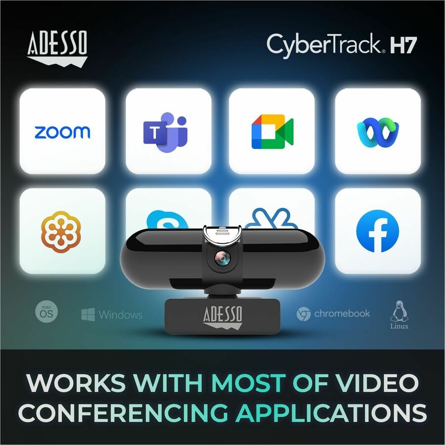 Adesso CyberTrack CyberTrack H7 Webcam - 4 Megapixel - 30 fps - USB 2.0 - TAA Compliant CYBERTRACK H7
