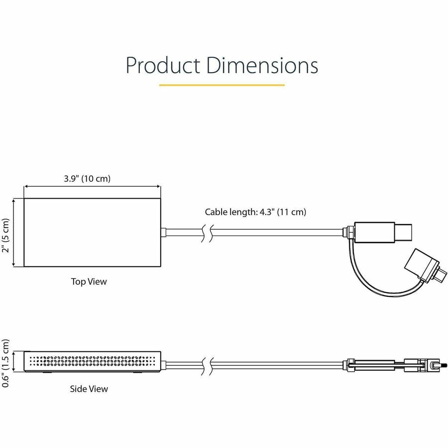 StarTech.com USB to Dual HDMI Adapter, USB A/C to 2x HDMI Displays (1x 4K30, 1x 1080p), USB 3.0 to HDMI Converter, 4in/11cm Cable, Win/Mac 107B-USB-HDMI