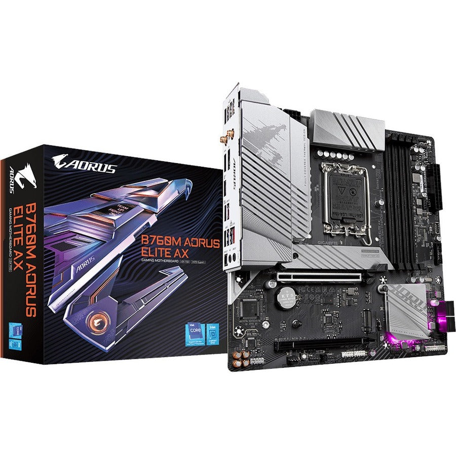 Aorus B760M AORUS ELITE AX Gaming Desktop Motherboard - Intel B760 Chipset - Socket LGA-1700 - Micro ATX B760M AORUS ELITE AX