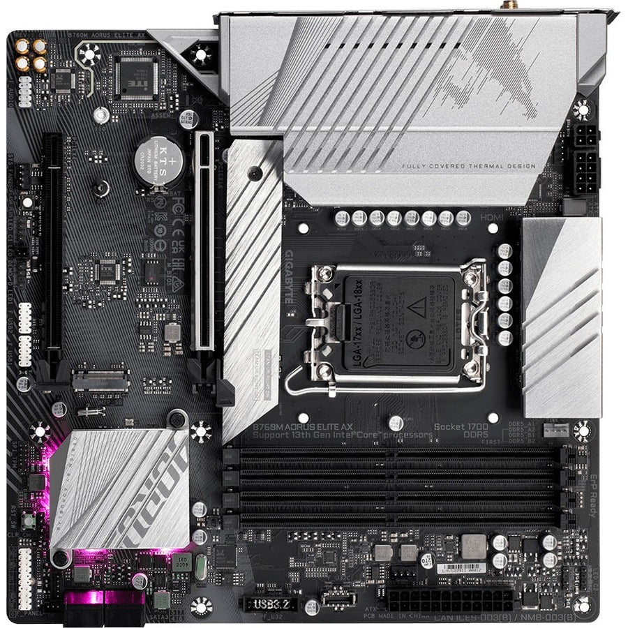 Aorus B760M AORUS ELITE AX Gaming Desktop Motherboard - Intel B760 Chipset - Socket LGA-1700 - Micro ATX B760M AORUS ELITE AX