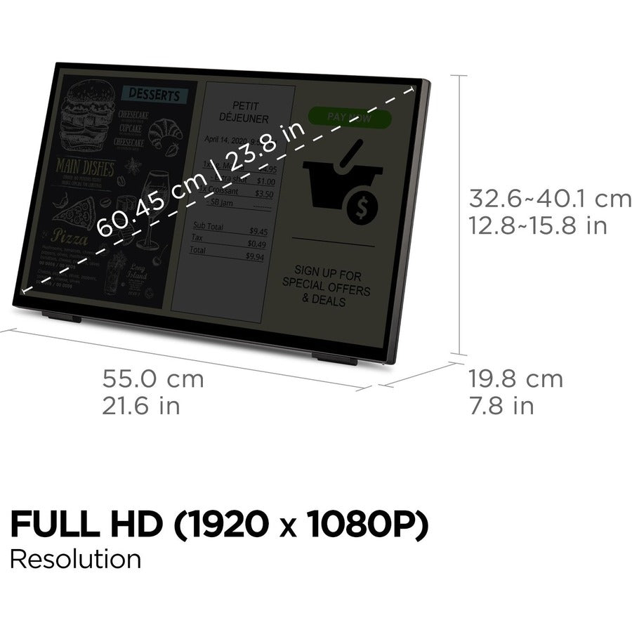 ViewSonic TD2465 24 Inch 1080p Touch Screen Monitor with Advanced Ergonomics, HDMI and USB Inputs TD2465