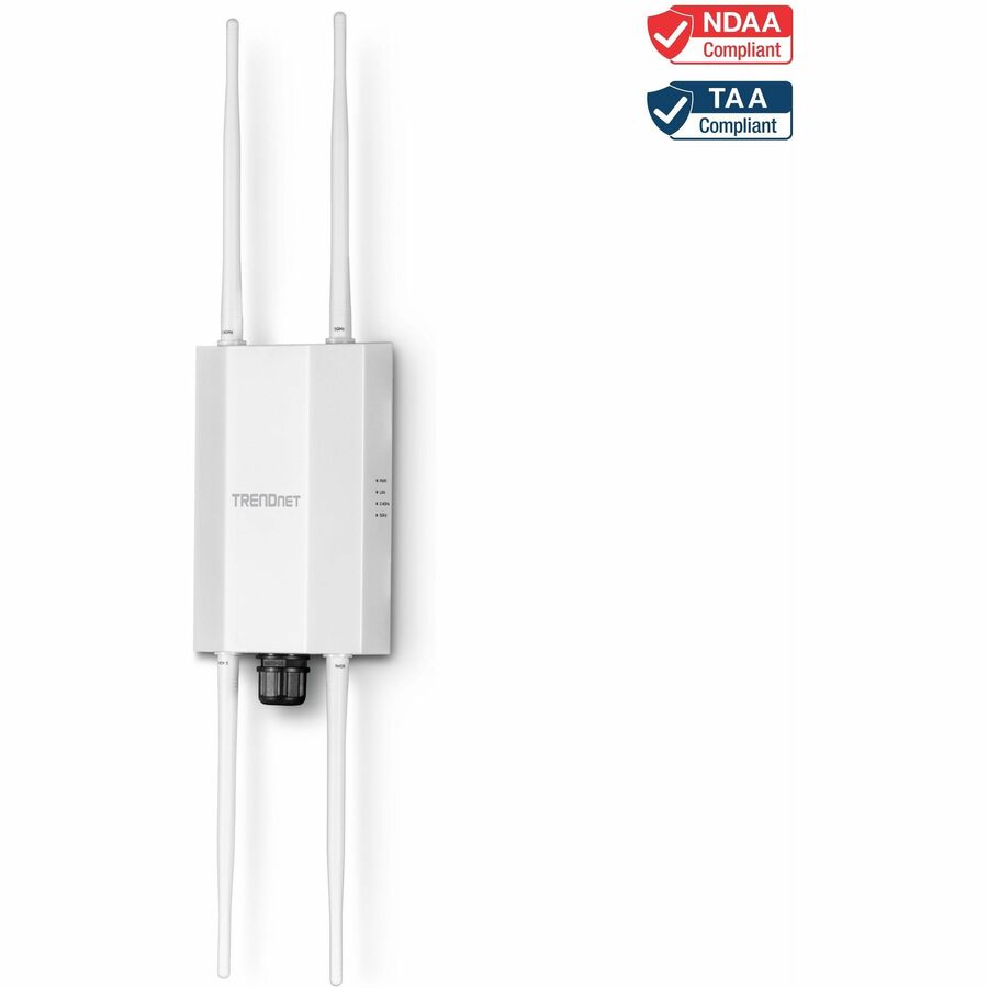 TRENDnet 5 dBi WiFi 6 AX1800 Outdoor PoE+ Omni Directional Access Point, TEW-941APBO, Point-to-Point and Point-to-Multi-Point Bridge, IP67 Weather Rated Housing, PoE+ Powered, White TEW-941APBO