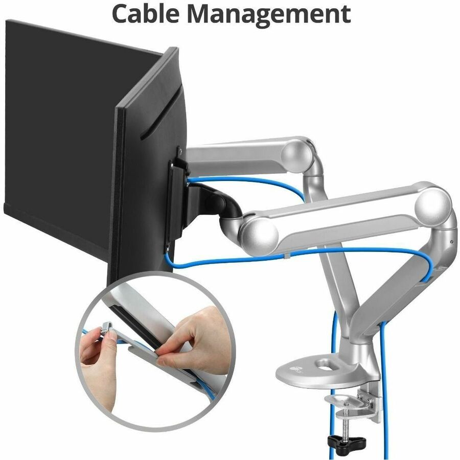 SIIG MTPRO Desk Mount Dual Gas Spring Monitor Arm - up to 32" Display - Max. Load 19.8 lbs - VESA 75 & 100mm CE-MT3X11-S1