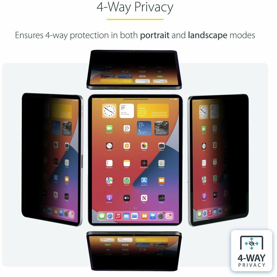 StarTech.com 4-Way Privacy Screen For 12.9-inch iPad Pro, 3rd Gen and Up, Portrait/Landscape, Touch-Enabled, +/- 30 Deg. View, Anti-Glare 129IP-PRIVACY-SCREEN