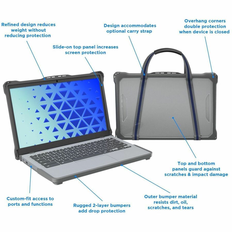 Extreme Shell-F2 Slide Case for HP Fortis Chromebook G10 11" and Clamshell Chrombook 11" G8/G9 (Gray/Clear) HP-ESF-FCB-G10-GRY