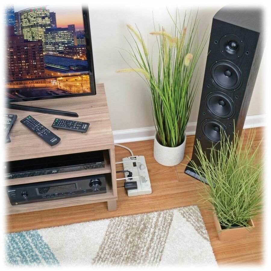 Eaton Tripp Lite Series Protect It! 8-Outlet Surge Protector, 8 ft. Cord with Right-Angle Plug, 1440 Joules, Diagnostic LEDs, Light Gray Housing TLP808