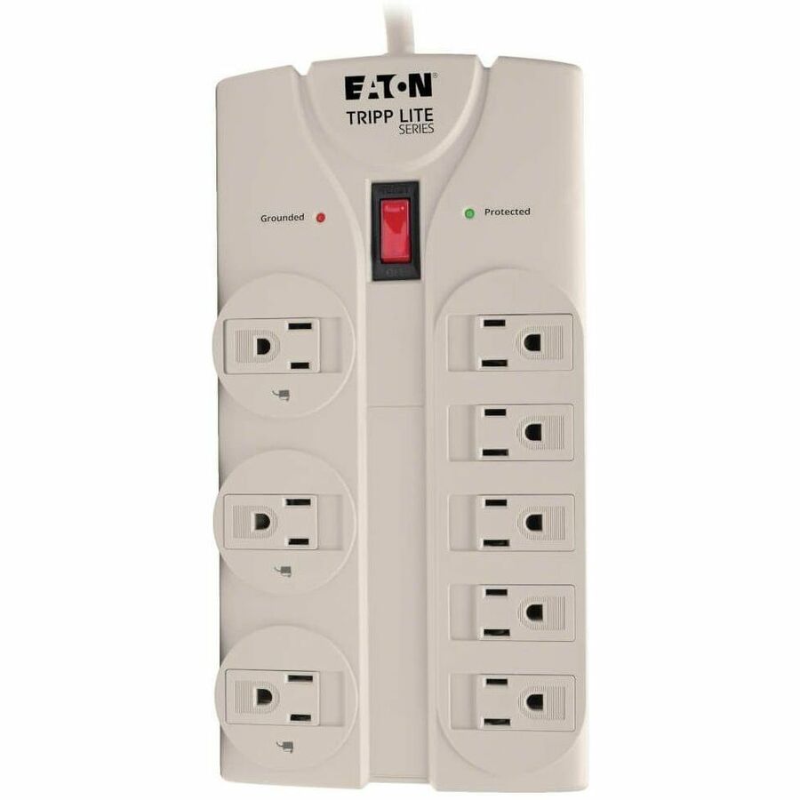 Eaton Tripp Lite Series Protect It! 8-Outlet Surge Protector, 8 ft. Cord with Right-Angle Plug, 1440 Joules, Diagnostic LEDs, Light Gray Housing TLP808