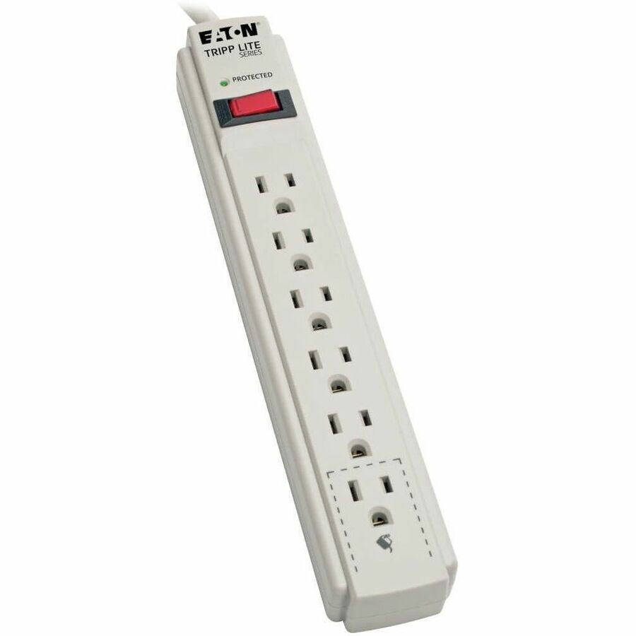Eaton Tripp Lite Series Protect It! 6-Outlet Surge Protector, 15 ft. Cord, 790 Joules, Diagnostic LED, Light Gray Housing TLP615