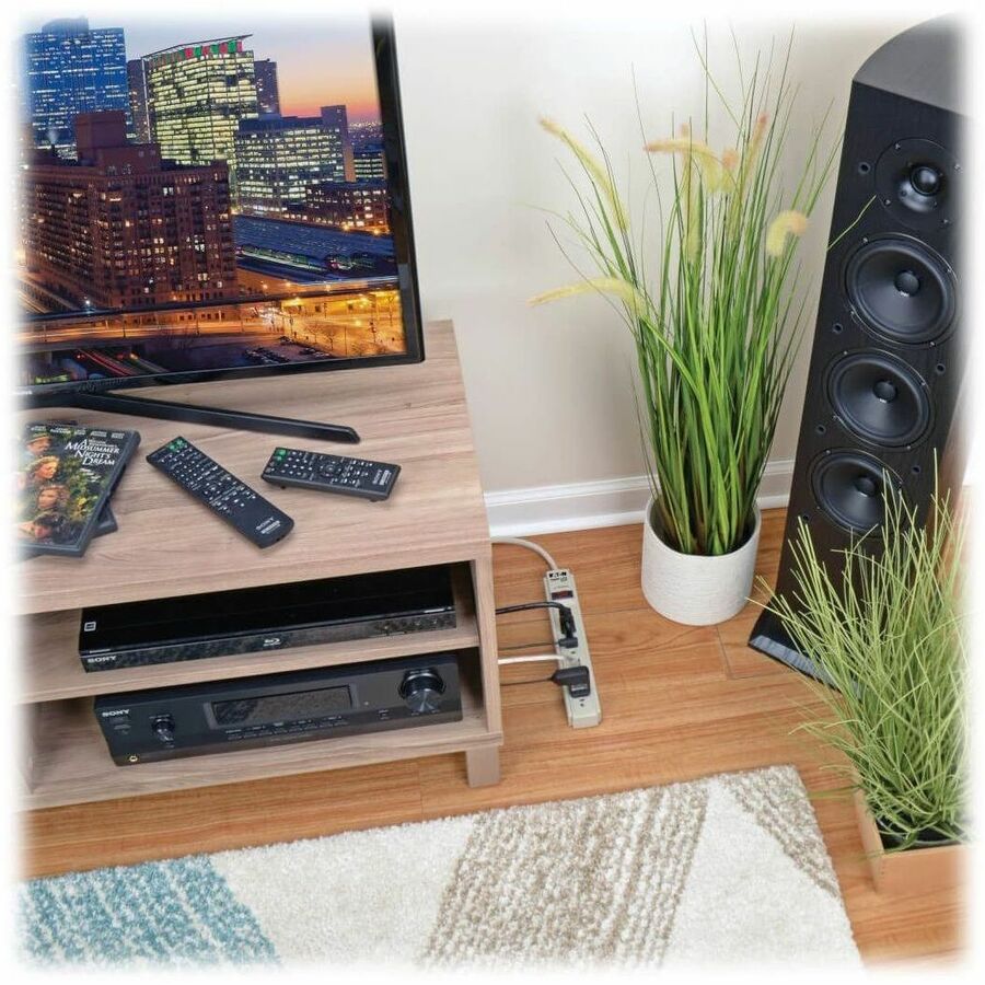 Eaton Tripp Lite Series Protect It! 6-Outlet Surge Protector, 15 ft. Cord, 790 Joules, Diagnostic LED, Light Gray Housing TLP615