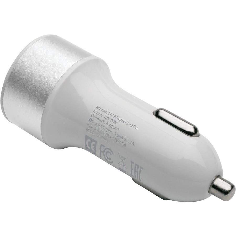 Tripp Lite by Eaton Dual-Port USB Car Charger for Tablets and Cell Phones with Qualcomm Quick Charge 3.0 Technology U280-C02-S-QC3