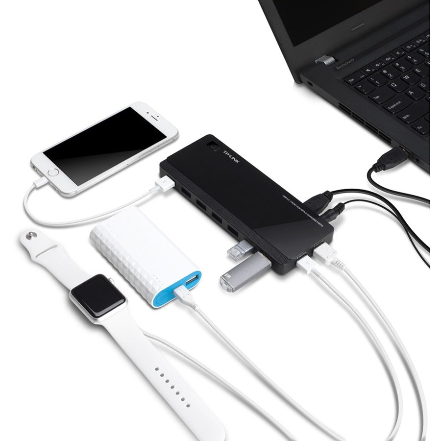 TP-Link UH720 - Powered USB Hub 3.0 with 7 USB 3.0 Data Ports and 2 Smart Charging USB Ports UH720