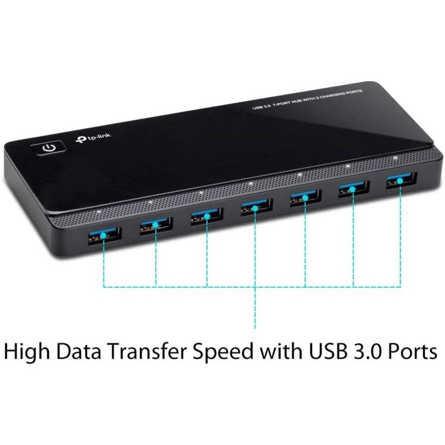 TP-Link UH720 - Powered USB Hub 3.0 with 7 USB 3.0 Data Ports and 2 Smart Charging USB Ports UH720