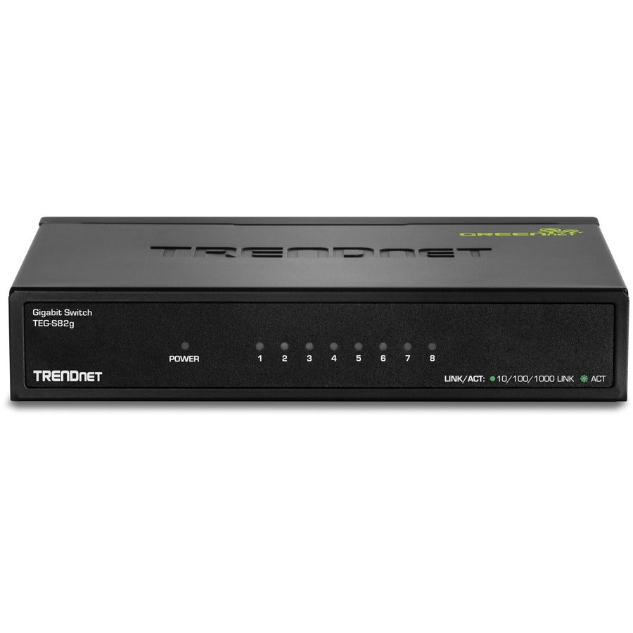 TRENDnet 8-Port Gigabit GREENnet Switch, Ethernet Network Switch, TEG-S82G, 8 x 10-100-1000 Mbps Gigabit Ethernet Ports, Ethernet Splitter, 16 Gbps, Metal, Lifetime Protection, Black TEG-S82g