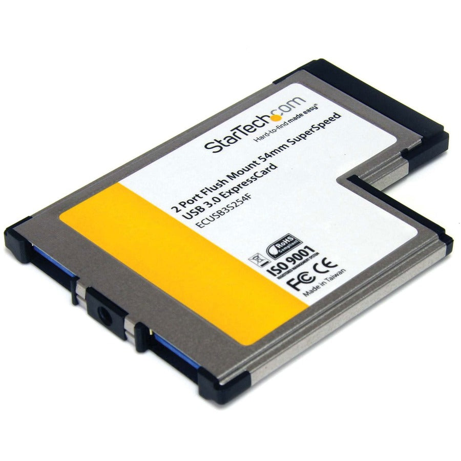 StarTech.com 2 Port Flush Mount ExpressCard 54mm SuperSpeed USB 3.0 Card Adapter with UASP Support - 5Gbps ECUSB3S254F