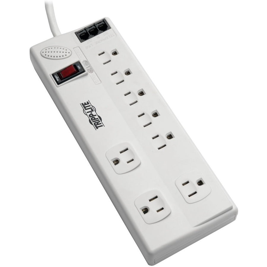 Tripp Lite by Eaton Protect It! 8-Outlet Computer Surge Protector, 8 ft. (2.43 m) Cord, 3150 Joules, Tel/Modem/Fax Protection, TAA TLP808TELTAA
