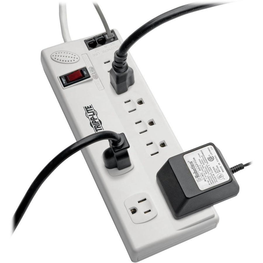 Tripp Lite by Eaton Protect It! 8-Outlet Computer Surge Protector, 8 ft. (2.43 m) Cord, 3150 Joules, Tel/Modem/Fax Protection, TAA TLP808TELTAA