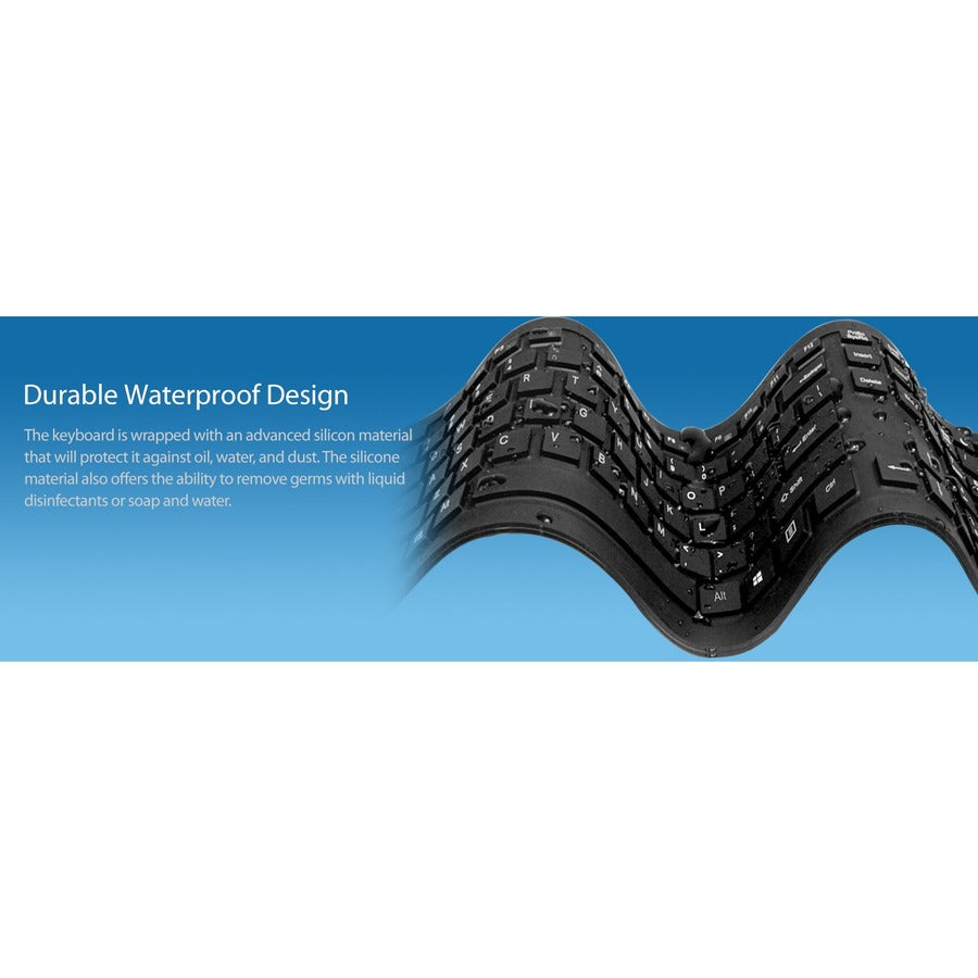 Adesso SlimTouch 232 Antimicrobial Waterproof Flex Keyboard (Full Size) AKB-232UB