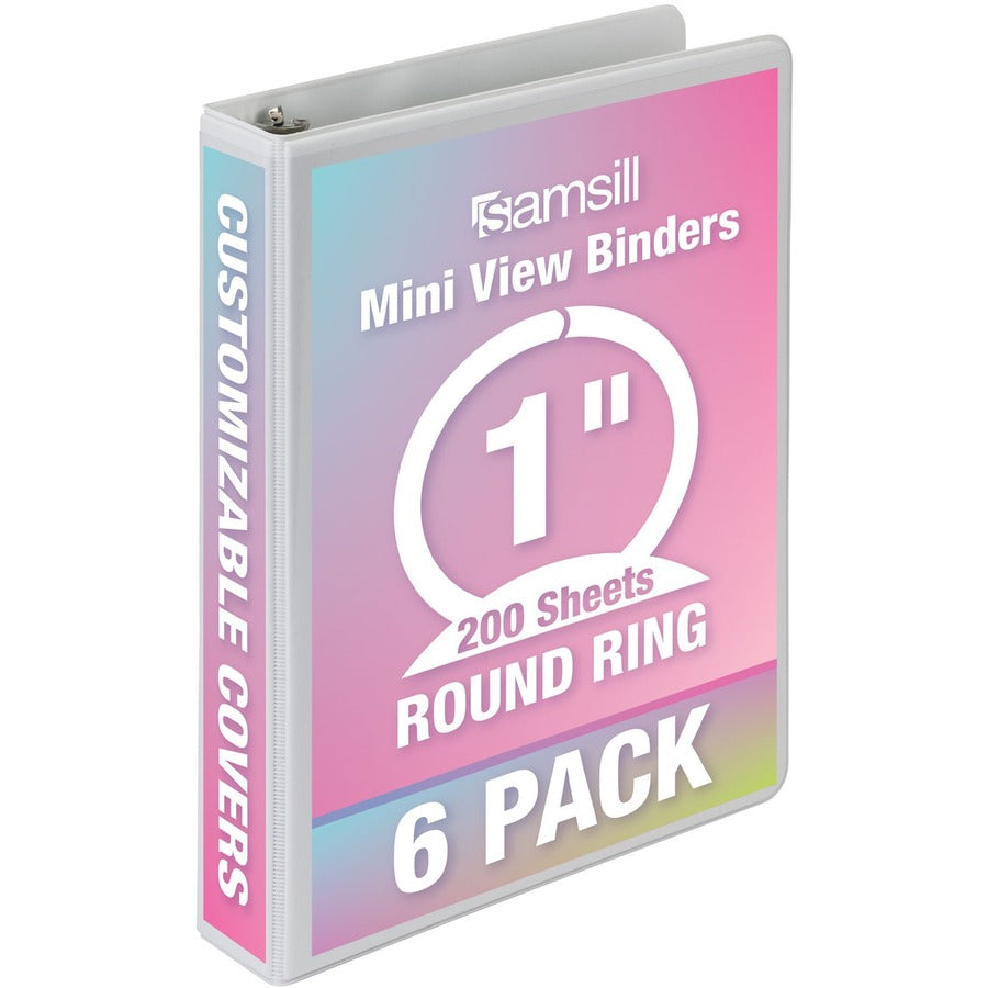 Samsill Economy Junior 1 Inch View 3 Ring Binder - White 6 Pack MP28507