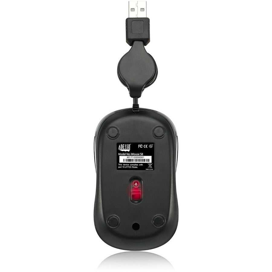 Adesso iMouse S8B - USB Illuminated Retractable Mini Mouse IMOUSE S8B