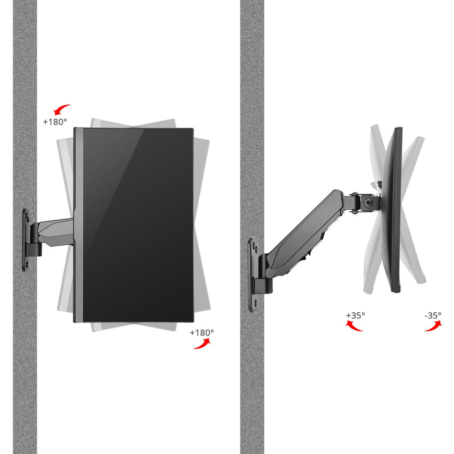 Aluminum Wall Mount Gas Spring Monitor Arm - 17" to 32" CE-MT2K12-S1