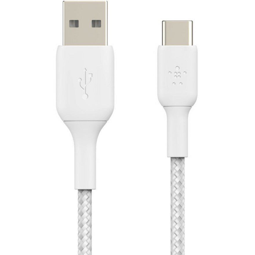 Belkin BoostCharge Braided USB-C to USB-A Cable (2 meter / 6.6 foot, White) CAB002BT2MWH