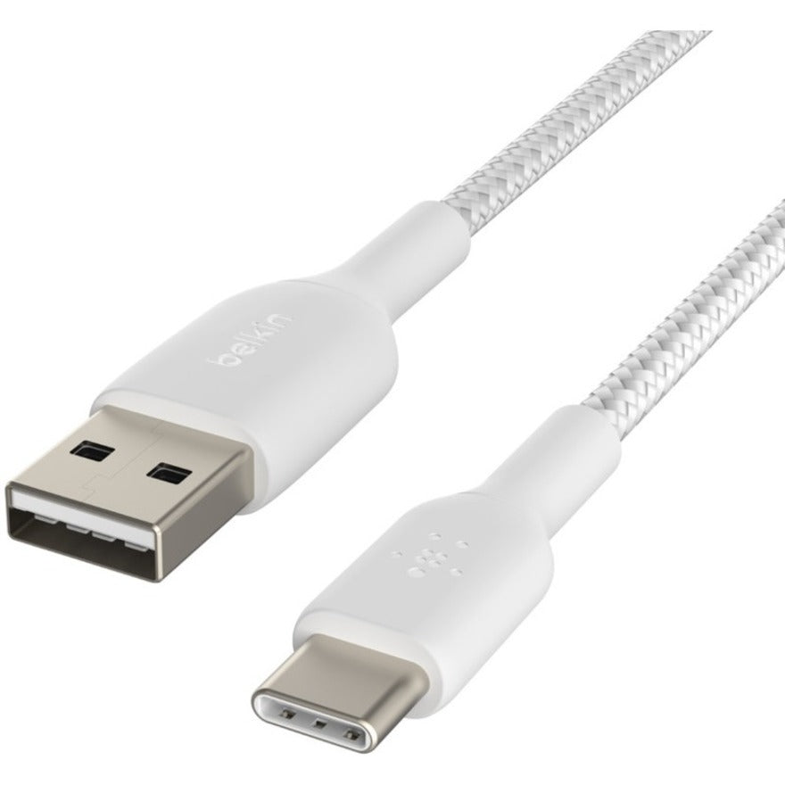 Belkin BoostCharge Braided USB-C to USB-A Cable (2 meter / 6.6 foot, White) CAB002BT2MWH