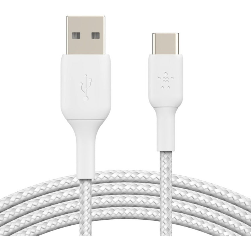 Belkin BoostCharge Braided USB-C to USB-A Cable (2 meter / 6.6 foot, White) CAB002BT2MWH