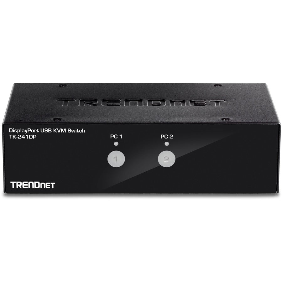 TRENDnet 2-Port DisplayPort KVM Switch, DisplayPort 1.2 KVM, Connect and Control Two Computers, Supports 4K UHD Resolution, 3840 x 2160 at 60Hz, 2-Port USB 2.0 Hub, Black, TK-241DP TK-241DP