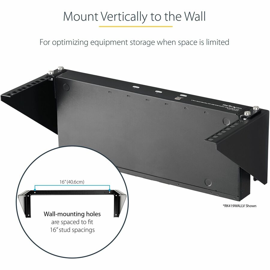StarTech.com 5U Vertical Wall Mount Rack, 19" Wall Mounting Bracket, Open Low Profile Network/Server Room/Data/AV/IT/Patch Panel/Equipment RK519WALLV