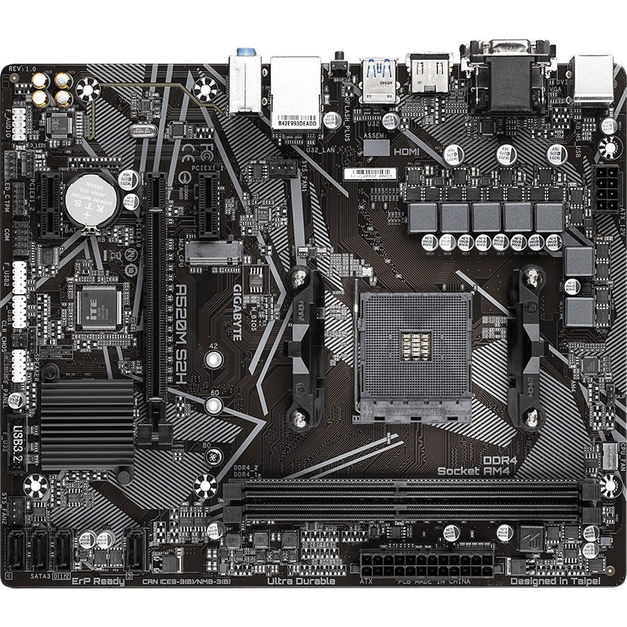 Gigabyte Ultra Durable A520M S2H Desktop Motherboard - AMD A520 Chipset - Socket AM4 - Micro ATX A520M S2H