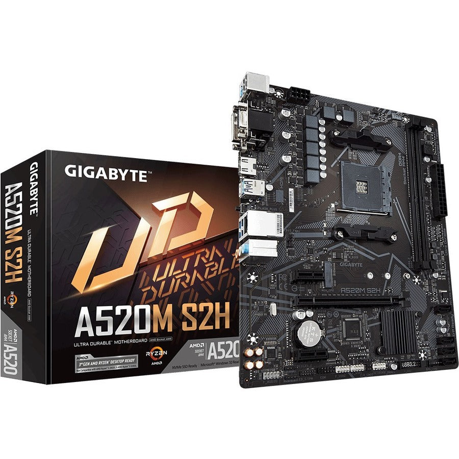 Gigabyte Ultra Durable A520M S2H Desktop Motherboard - AMD A520 Chipset - Socket AM4 - Micro ATX A520M S2H