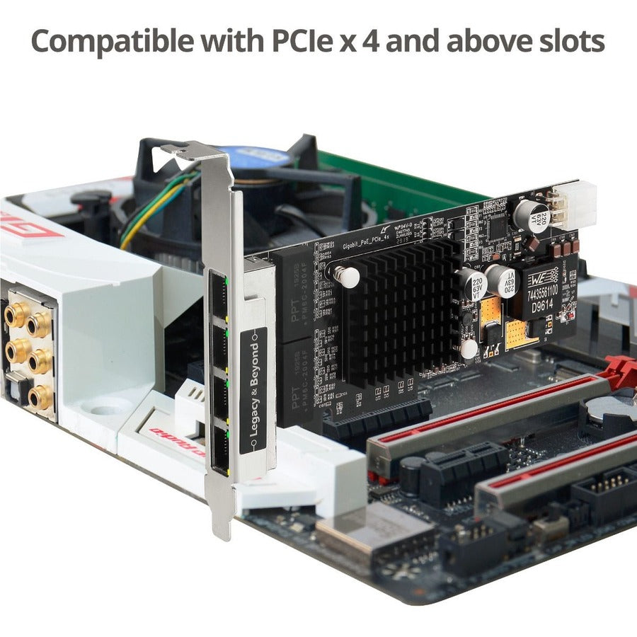 SIIG 4 Port Gigabit Ethernet with POE PCIe Card - Intel 350 LB-GE0811-S1
