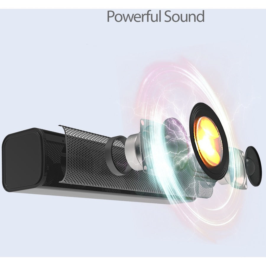 Adesso Xtream S6 Portable Bluetooth & Aux Sound Bar Speaker - 10W x 2 -Black - 3.5mm - Rechargeable Battery - Volume Control Knob - Wired/Wireless XTREAM S6