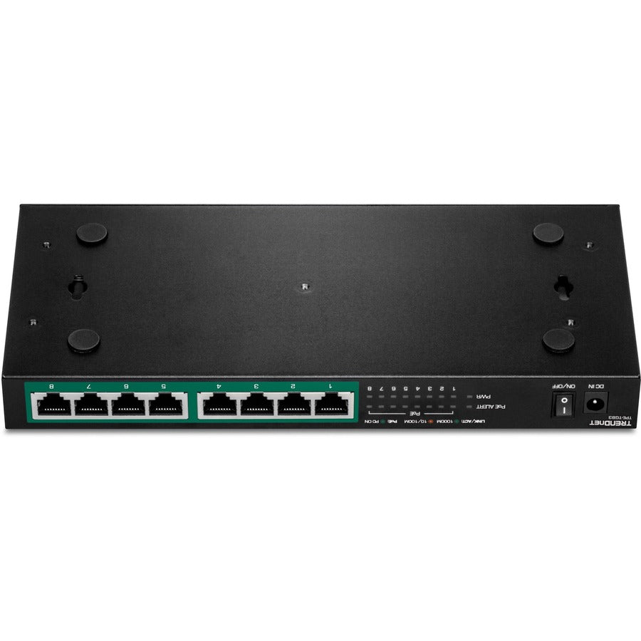 TRENDnet 8-Port Gigabit PoE+ Switch, 65W PoE Power Budget, 16Gbps Switching Capacity, IEEE 802.1p QoS, DSCP Pass-Through Support, Fanless, Wall Mountable, Lifetime Protection, Black, TPE-TG83 TPE-TG83