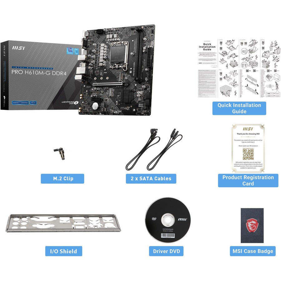 MSI H610M-G DDR4 Desktop Motherboard - Intel H610 Chipset - Socket LGA-1700 - Micro ATX PROH610MGD4