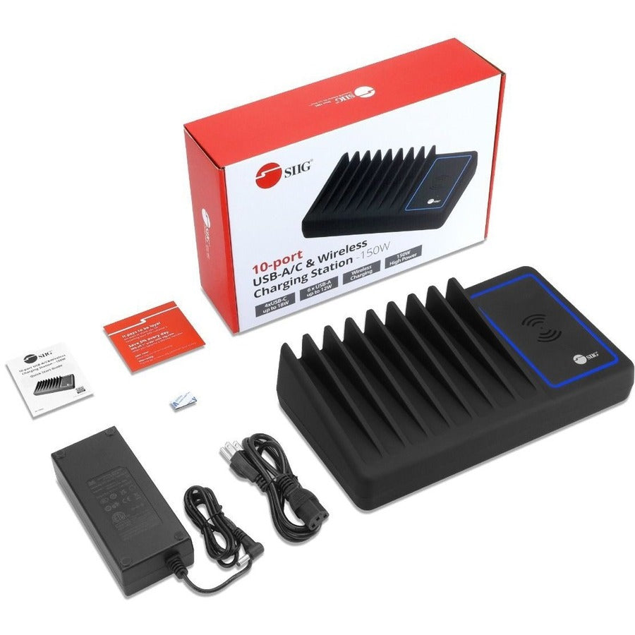 SIIG 10-Port USB-A/C & Wireless Charging Station - 150W AC-PW1R11-S1
