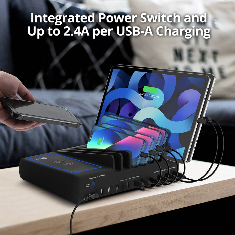SIIG 10-Port USB-A/C & Wireless Charging Station - 150W AC-PW1R11-S1