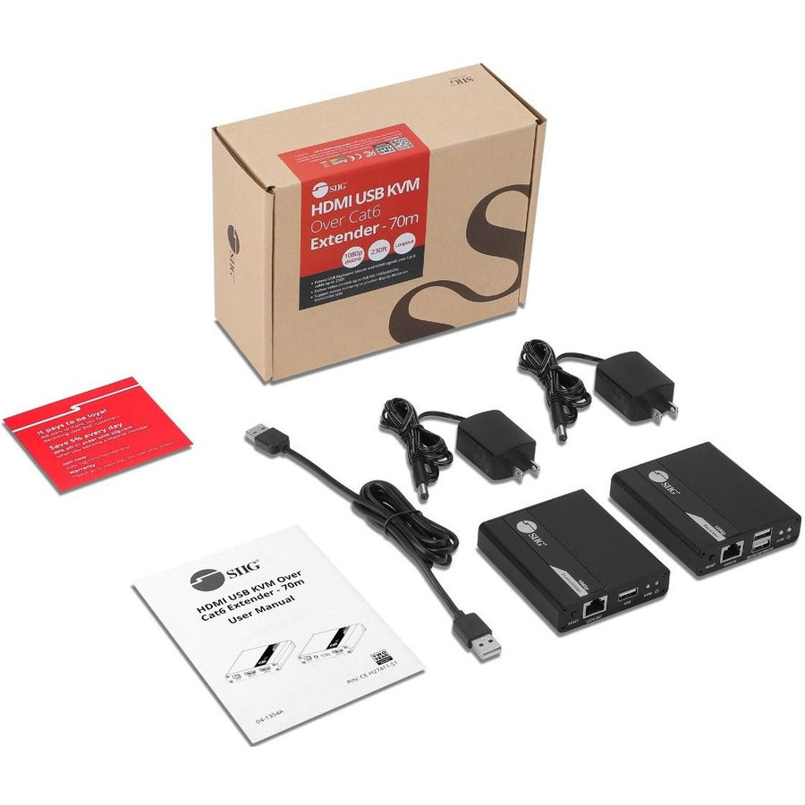 SIIG 1080p HDMI USB KVM Over Cat6 Extender - 70m CE-H27411-S1