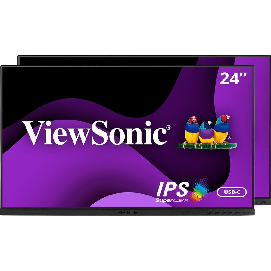 ViewSonic VG2455_56A_H2 24 Inch Dual Pack Head-Only 1080p IPS Monitors with USB C 3.2 with 90W Power Delivery, Docking Built-In, HDMI, VGA for Home and Office VG2455_56A_H2