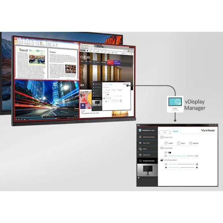 ViewSonic VG2455_56A_H2 24 Inch Dual Pack Head-Only 1080p IPS Monitors with USB C 3.2 with 90W Power Delivery, Docking Built-In, HDMI, VGA for Home and Office VG2455_56A_H2