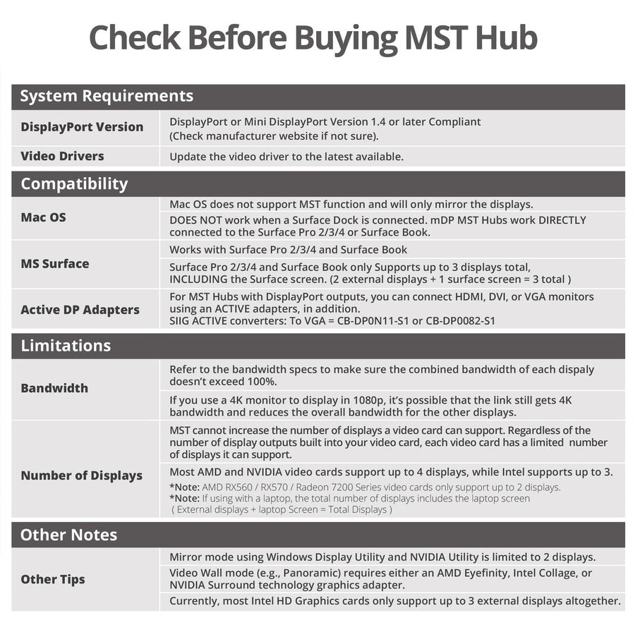 SIIG USB-C Laptop Adjustable Stand w/Dual 4K MST Docking Station CE-MTDK11-S1