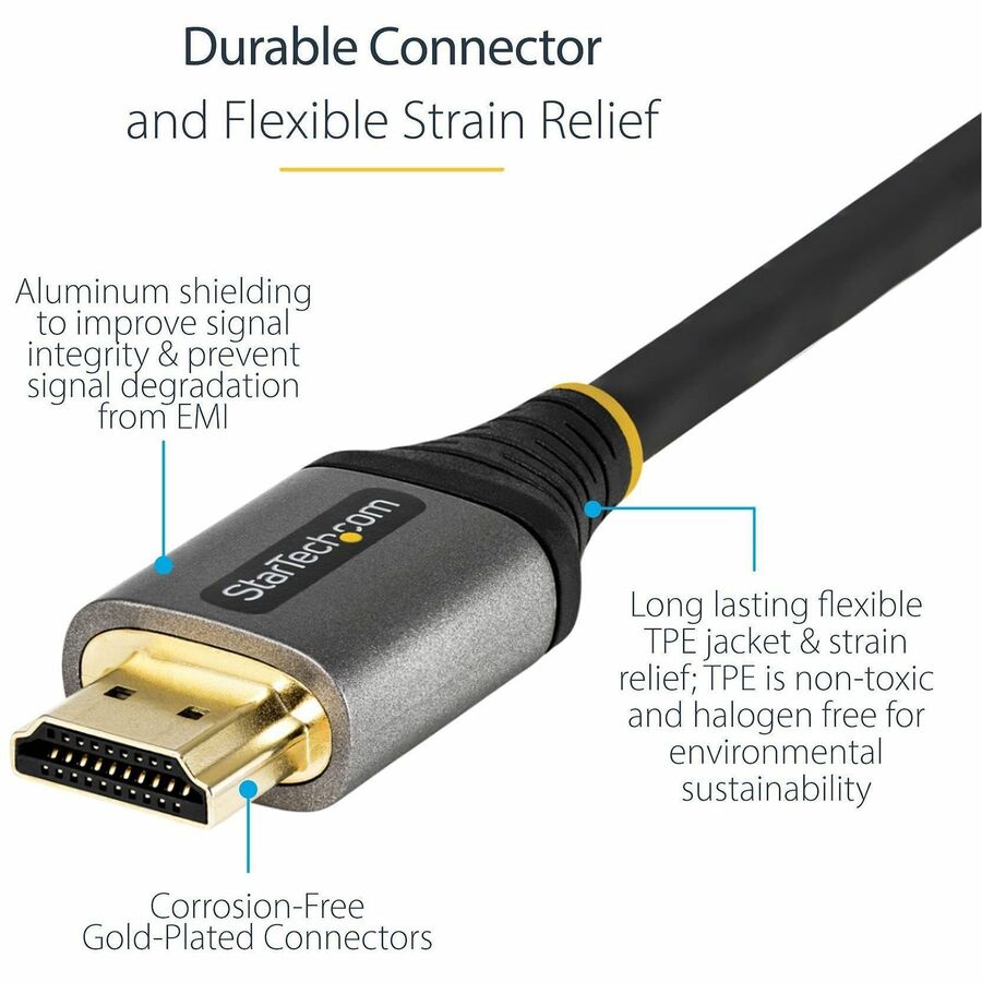 StarTech.com 10ft/3m HDMI 2.1 Cable, Certified Ultra High Speed HDMI Cable 48Gbps, 8K 60Hz/4K 120Hz HDR10+, 8K HDMI Cable, Monitor/Display HDMM21V3M