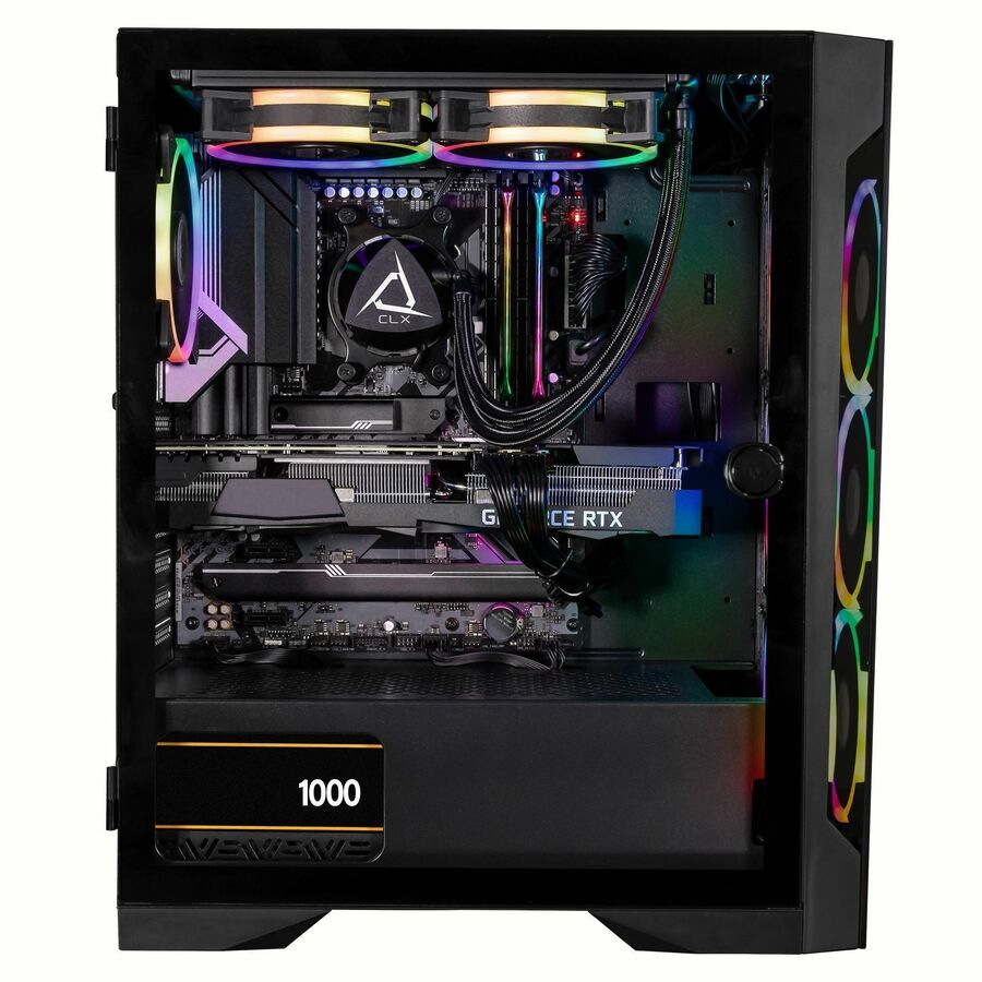 CLX SET Gaming Desktop - Liquid Cooled AMD Ryzen 9 7900X 4.7GHz 12-Core Processor, 32GB DDR5 Memory, GeForce RTX 4090 24GB GDDR6X Graphics, 1TB SSD, 4TB HDD, WiFi, Windows 11 Home 64-bit TGMSETRTH2A01BM